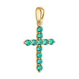 Подвеска SOKOLOV - Золото 585, Синтетический изумруд (арт. 732365)