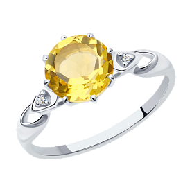 Кольцо SOKOLOV - Серебро 925, Фианит, Цитрин (арт. 92011089)