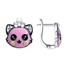 Серьги Diamant - Серебро 925, Фианит, Эмаль (арт. 94-120-00097-1)