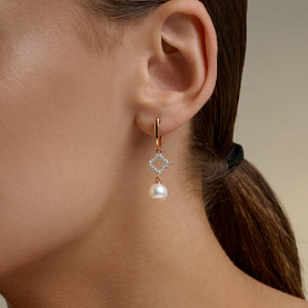 Серьги SOKOLOV - Золото 585, Жемчуг культивированный, Фианит (арт. 792473)