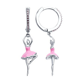 Серьги SOKOLOV - Серебро 925, Фианит, Эмаль (арт. 94026811)