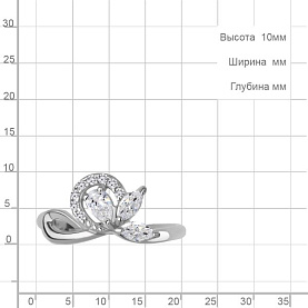 Кольцо Аквамарин - Серебро 925, Фианит (арт. 600157А.5)