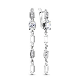 Серьги Аквамарин - Серебро 925, Фианит (арт. 400888А.5)