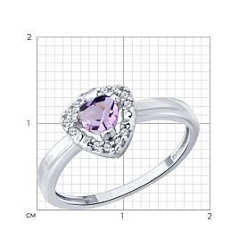 Кольцо SOKOLOV - Серебро 925, Аметист, Фианит (арт. 92014747)
