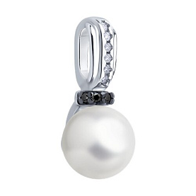 Подвеска SOKOLOV - Серебро 925, Жемчуг имитация, Фианит (арт. 94033283)