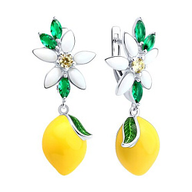 Серьги SOKOLOV - Серебро 925, Фианит, Эмаль (арт. 94027084)