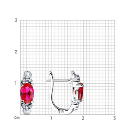 Серьги SOKOLOV - Серебро 925, Синтетический рубин, Фианит (арт. 84020015)