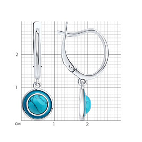 Серьги Diamant - Серебро 925, Синтетическая бирюза, Эмаль (арт. 94-321-02367-1)