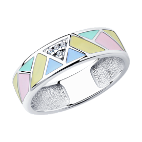 Кольцо SOKOLOV - Серебро 925, Фианит, Эмаль (арт. 94012114)