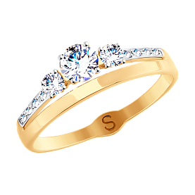 Кольцо SOKOLOV - Золото 375, Фианит (арт. 017891-4)