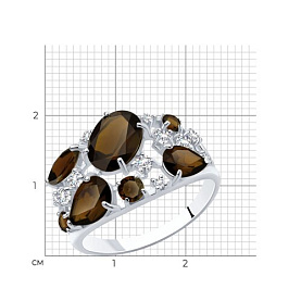 Кольцо SOKOLOV - Серебро 925, Раухтопаз, Фианит (арт. 92010222)