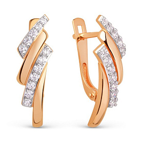 Серьги ЮФ Династия - Золото 375, Фианит (арт. 025632-5102)