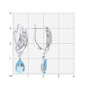 Серьги SOKOLOV - Серебро 925, Топаз, Фианит (арт. 92022257)