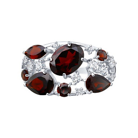 Кольцо SOKOLOV - Серебро 925, Гранат, Фианит (арт. 92010220)