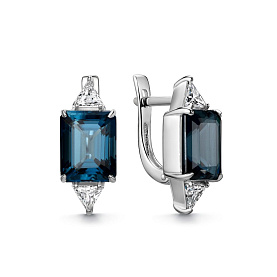 Серьги Дар - Серебро 925, Топаз лондон, Фианит (арт. С-5229рс411200)