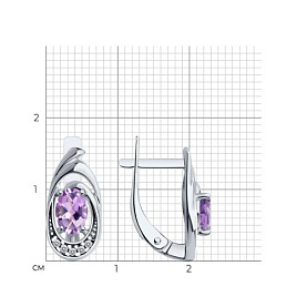 Серьги Diamant - Серебро 925, Аметист, Фианит (арт. 94-320-02686-3)
