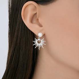 Серьги SOKOLOV - Серебро 925, Жемчуг имитация, Фианит (арт. 94027329)