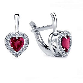 Серьги Platinum Lab. - Платина 950, Рубин, Бриллиант (арт. ПС-023Р-01)