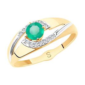 Кольцо SOKOLOV - Золото 375, Агат, Фианит (арт. 37715566)