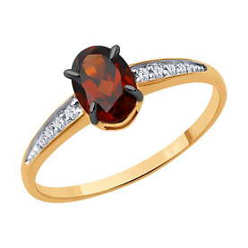 Кольцо SOKOLOV - Золото 585, Гранат, Фианит (арт. 51-310-01933-4)