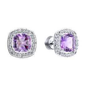 Серьги SOKOLOV - Серебро 925, Аметист, Фианит (арт. 92023189)