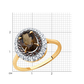 Кольцо SOKOLOV - Золото 585, Раухтопаз, Фианит (арт. 716227)
