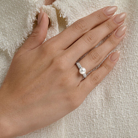 Кольцо Diamant - Серебро 925, Жемчуг синтетический, Фианит (арт. 94-110-00192-1)