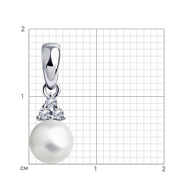 Подвеска SOKOLOV - Серебро 925, Жемчуг имитация, Фианит (арт. 94033061)