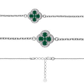 Браслет Аквамарин - Серебро 925, Агат, Фианит (арт. 7485209А.5)