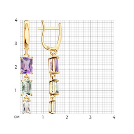 Серьги SOKOLOV - Золото 585, Аметист, Празиолит (арт. 729331)
