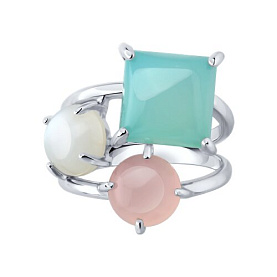 Кольцо SOKOLOV - Серебро 925, Лунный камень, Халцедон (арт. 83010285)