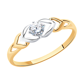 Кольцо SOKOLOV - Золото 375, Фианит (арт. 017225-4)