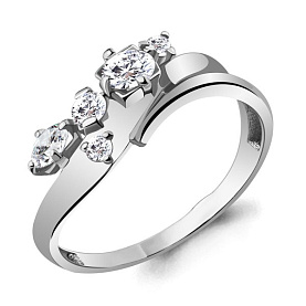 Кольцо Аквамарин - Серебро 925, Фианит (арт. 64799А.5)