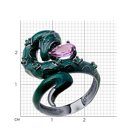 Кольцо SOKOLOV - Серебро 925, Аметист, Фианит, Эмаль (арт. 92012131)