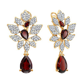 Серьги Diamant - Серебро 925, Гранат, Фианит (арт. 93-320-00855-1)