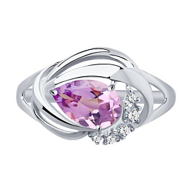 Кольцо SOKOLOV - Серебро 925, Аметист, Фианит (арт. 92011917)