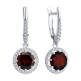 Серьги Diamant - Серебро 925, Гранат, Фианит (арт. 94-321-02052-2)