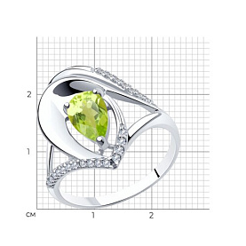 Кольцо SOKOLOV - Серебро 925, Фианит, Хризолит (арт. 94-310-00607-1)