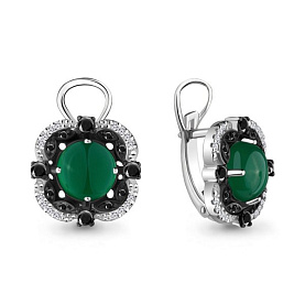 Серьги Аквамарин - Серебро 925, Агат, Фианит (арт. 4474309Ч.5)