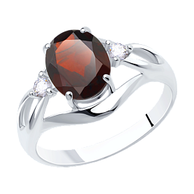 Кольцо SOKOLOV - Серебро 925, Гранат, Фианит (арт. 92011942)