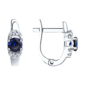 Серьги SOKOLOV - Серебро 925, Синтетический сапфир , Фианит (арт. 88020006)
