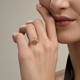 Кольцо SOKOLOV - Золото 585, Фианит, Цитрин (арт. 717362)