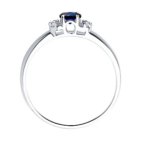 Кольцо SOKOLOV - Серебро 925, Синтетический сапфир , Фианит (арт. 88010008)