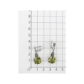 Серьги Марказит - Серебро 925, Марказит Swarovski, Синтетический султанит (арт. HE994)