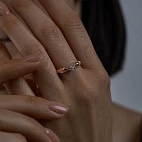 Кольцо SOKOLOV - Серебро 925, Бриллиант, Бриллиант голубой, Бриллиант коньячный (арт. 87010054)