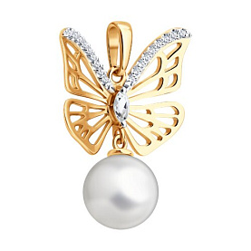 Подвеска SOKOLOV - Золото 585, Жемчуг культивированный, Фианит (арт. 793180)