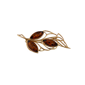 Брошь Янтарная волна - Серебро 925, Янтарь (арт. 825029к)