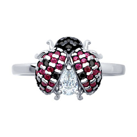 Кольцо SOKOLOV - Серебро 925, Синтетический рубин, Фианит (арт. 94014227)