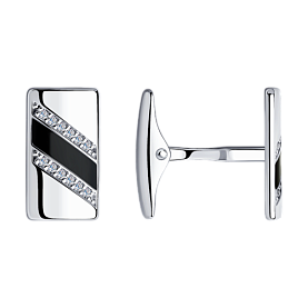 Запонки SOKOLOV - Серебро 925, Фианит, Эмаль (арт. 94160020)