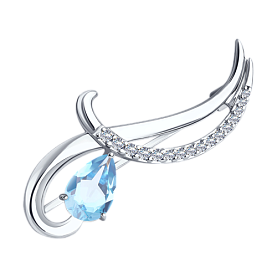 Брошь Diamant - Серебро 925, Топаз, Фианит (арт. 94-340-01053-1)